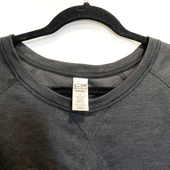 Champion Omni-Heat Midweight Baselayer Crew Duo Dry Dark Gray Size L Thumb Holes - Picture 8 of 10
